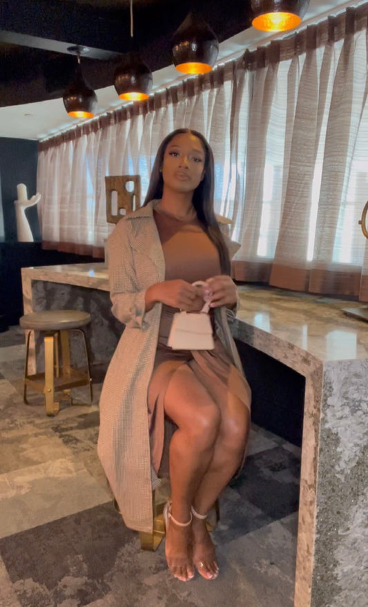 Sophisticated Longline Coat - Tan/Brown