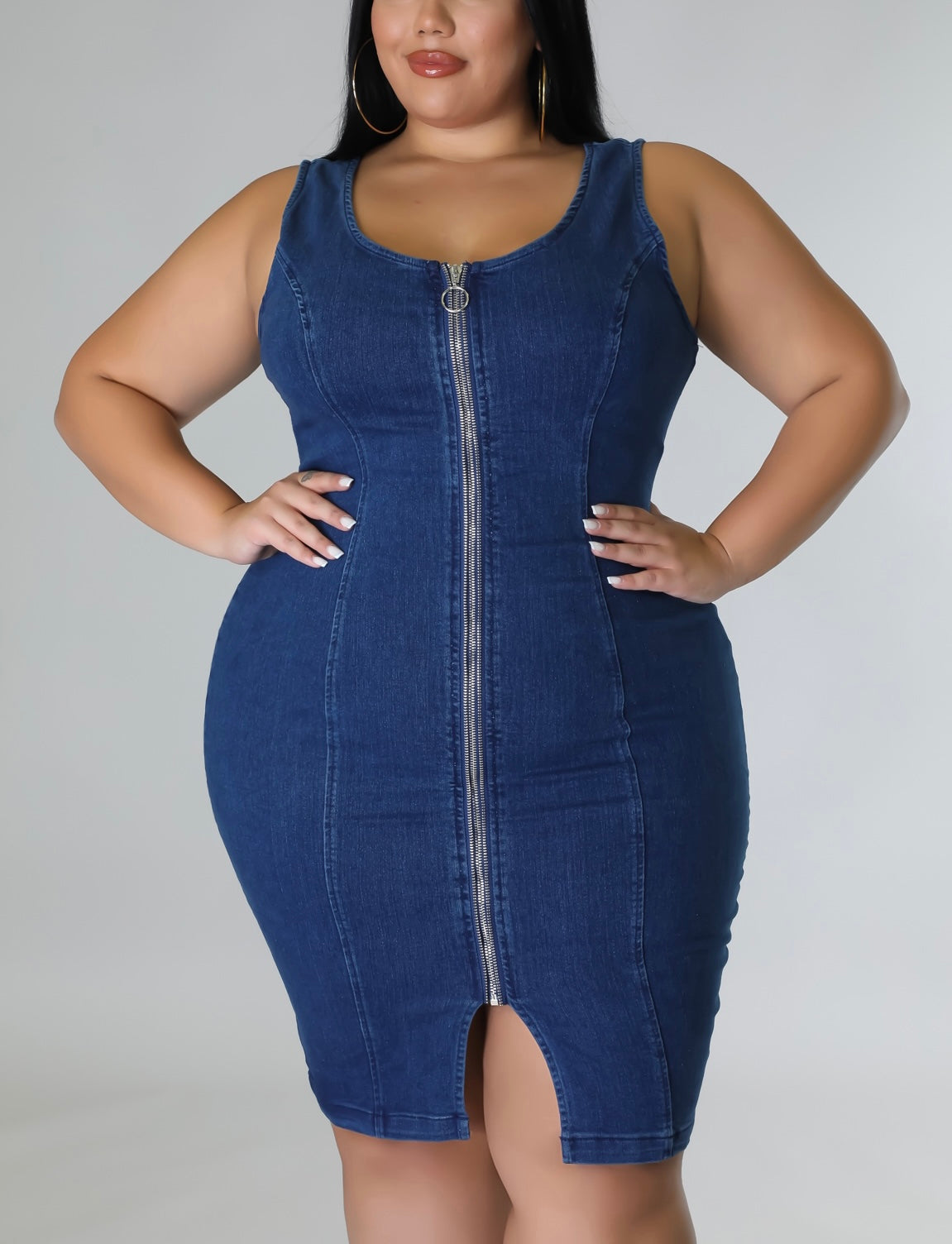 Girls Night Out Blue Jean Dress - Plus