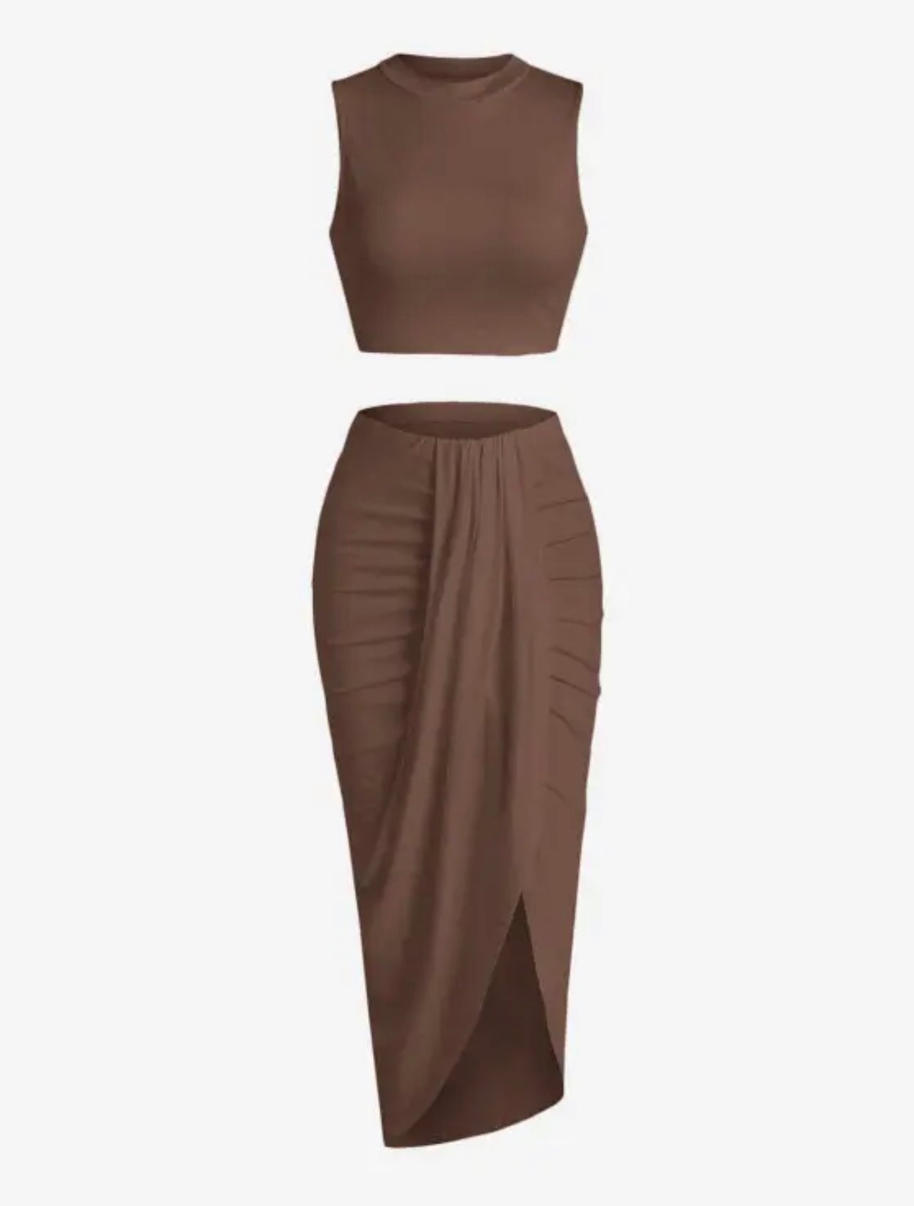 Two Piece Maxi Skirt Set - Chocolate